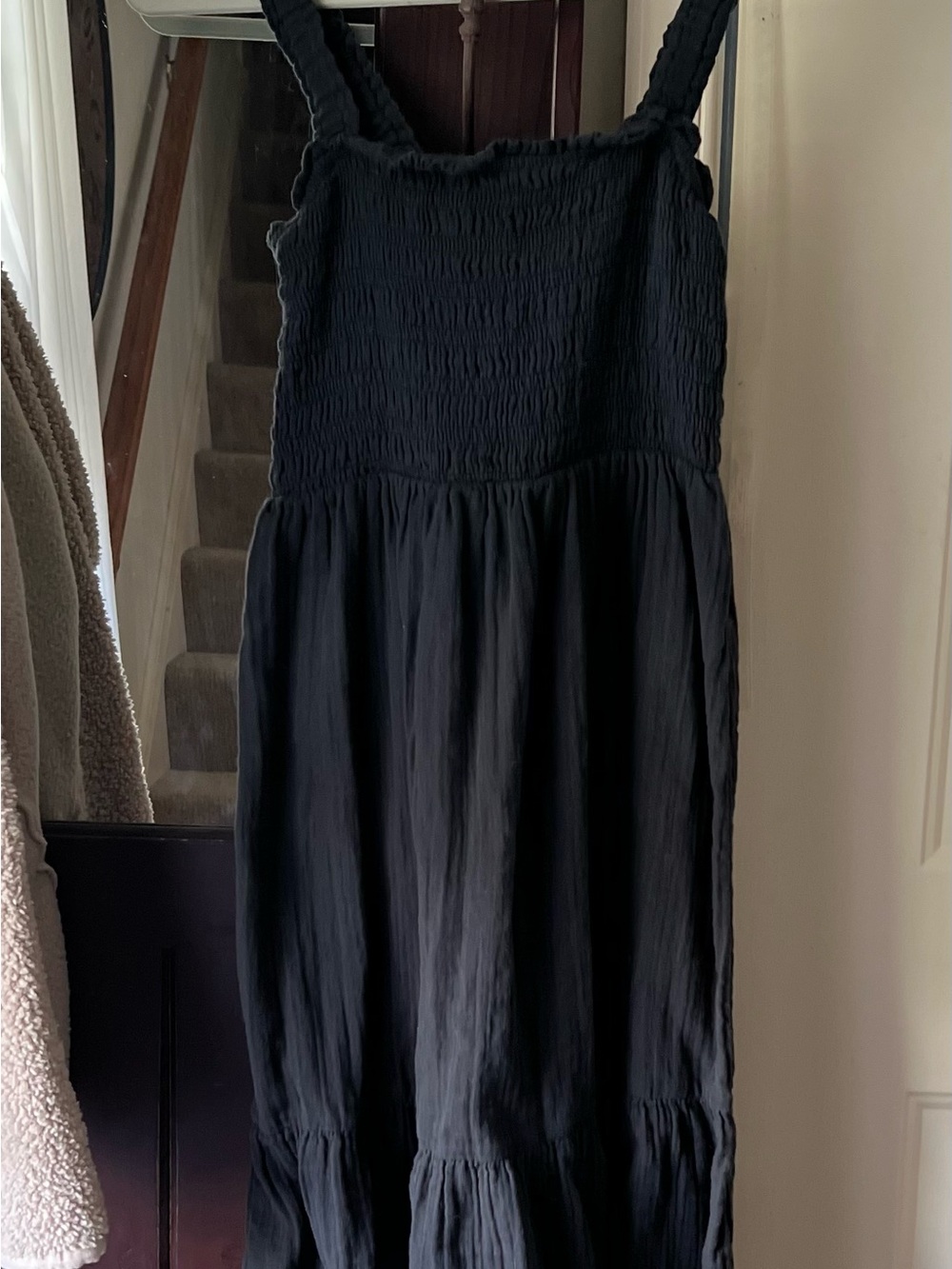 GAP Black Smocked Maxi Dress with Wide elastic Straps